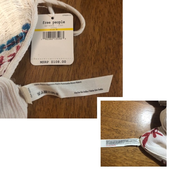 Free People NWT Women Printed Ivory Maxi Dress S/M - Picture 8 of 8